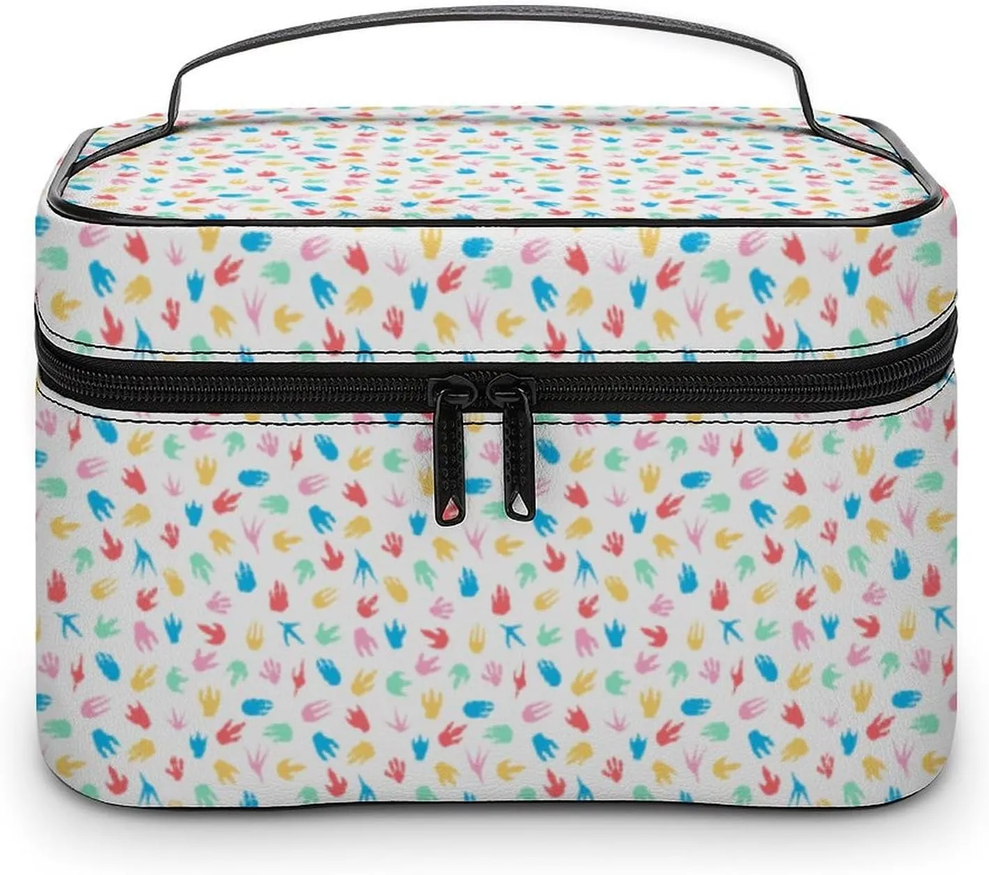 Colorful Dinosaur Paw White Travel Makeup Bag For Women Cosmetic Bags Organizer With Soft Handle Compartments Mens Big Capacity Skincare Toiletry Bag Camping Wedding Make Up Pouch