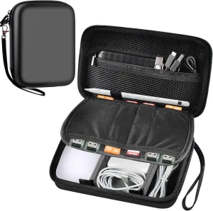 COMECASE Electronics Organizer Bag for MacBook Pro Charger, for Apple Magic Mouse and Pencil, Travel Accessories Case for Power Bank, Charging Cords, Earphones, Flash Drive,USB Cable-Black(Box Only)