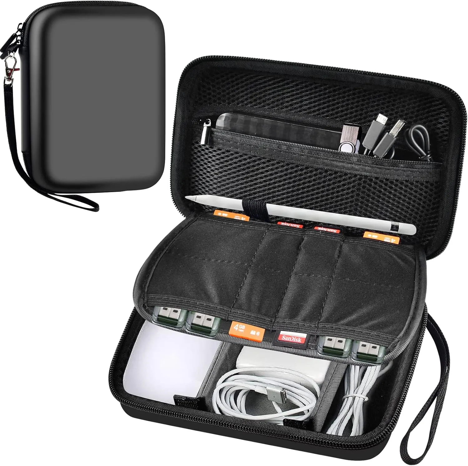 COMECASE Electronics Organizer Bag for MacBook Pro Charger, for Apple Magic Mouse and Pencil, Travel Accessories Case for Power Bank, Charging Cords, Earphones, Flash Drive,USB Cable-Black(Box Only)