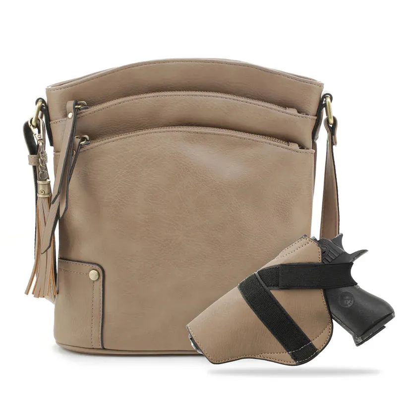 Concealed Carry Lock and Key Crossbody - Taupe