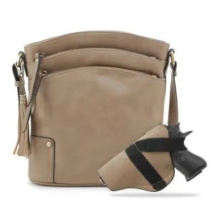 Concealed Carry Lock and Key Crossbody - Taupe