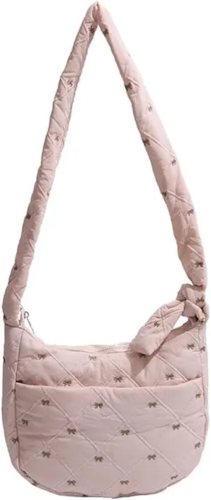 Coquette Purse Cute Vintage Bow Shoulder Bag Quilted Balletcore Crossbody Bag for Women Fairycore Aesthetic