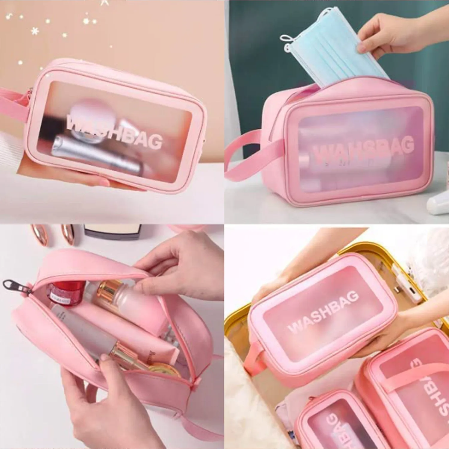 Cosmetic Pouch Set: 3 Makeup Bags for Home & Travel