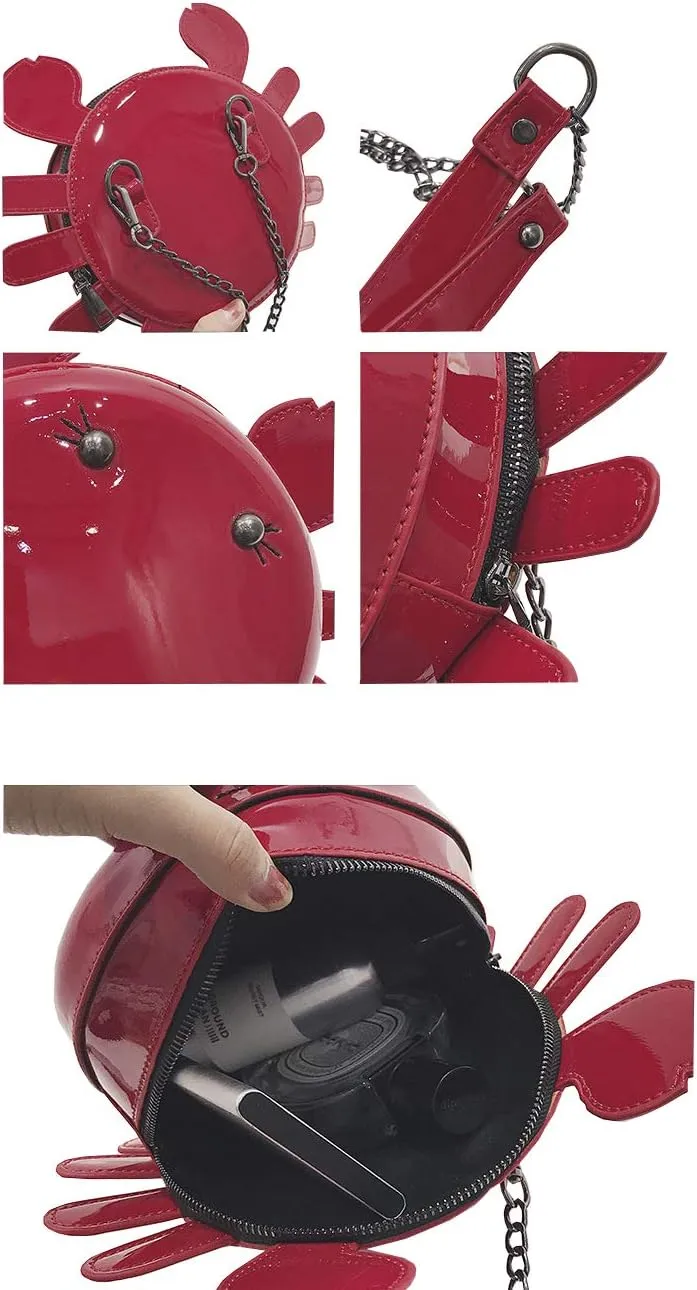 Crab Shape Handbag with Crab Coin Purse Crossbody Bag Crayfish Shells Purse Detachable Shoulder Bag Women's Satchel