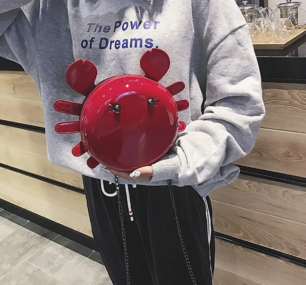 Crab Shape Handbag with Crab Coin Purse Crossbody Bag Crayfish Shells Purse Detachable Shoulder Bag Women's Satchel