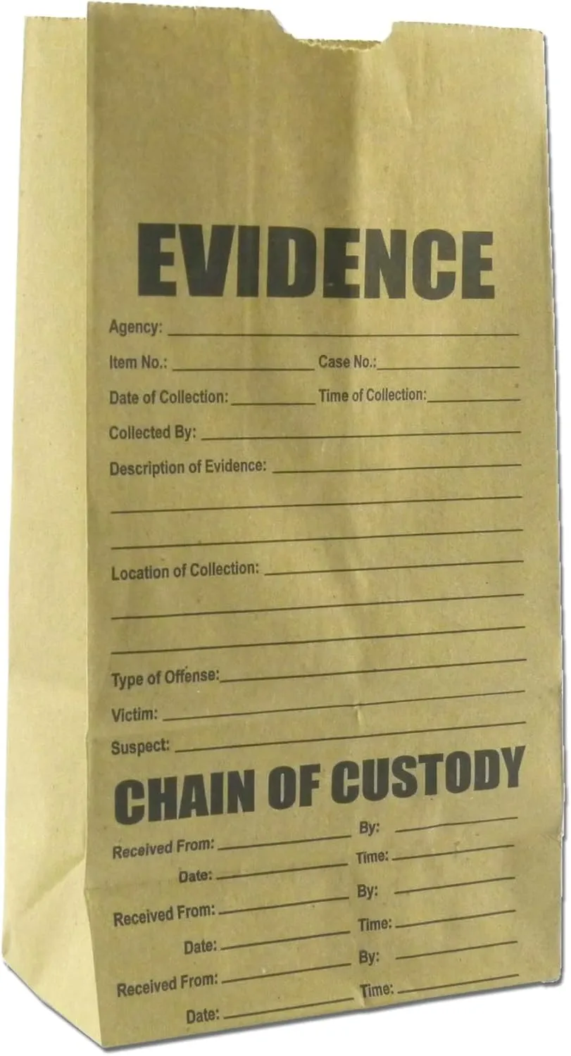 Crime Scene Paper Evidence Bags, Pack of 100, Heavy Duty (Small)