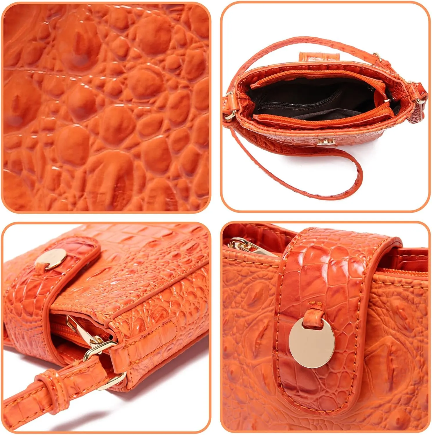 Crocodile Embossed Small Crossbody Bag Fashionable Magnetic Buckle Decoration Shoulder Women's Luxury Wallet