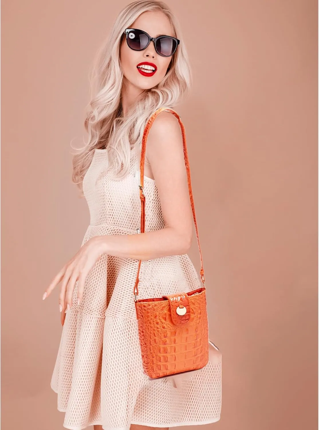 Crocodile Embossed Small Crossbody Bag Fashionable Magnetic Buckle Decoration Shoulder Women's Luxury Wallet