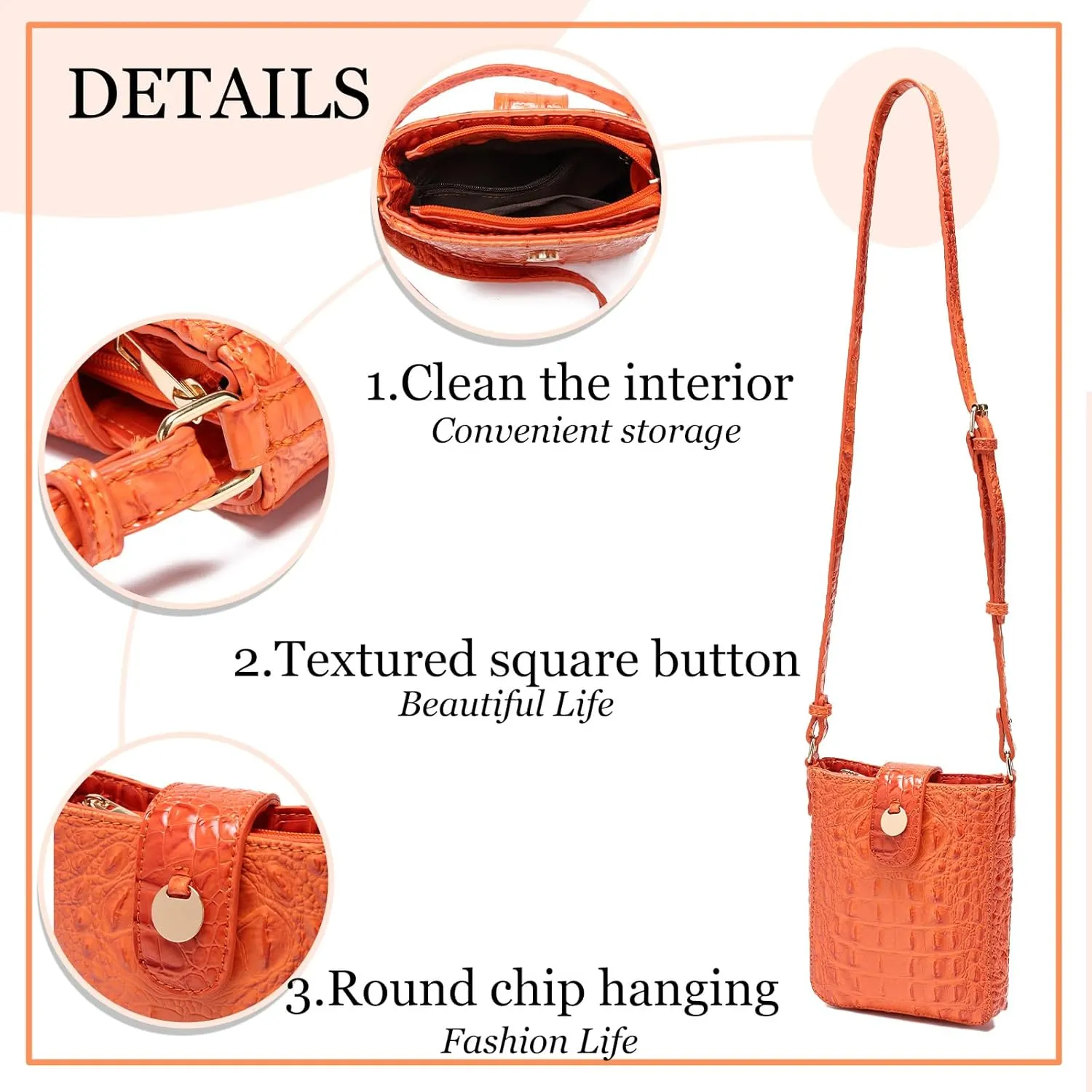 Crocodile Embossed Small Crossbody Bag Fashionable Magnetic Buckle Decoration Shoulder Women's Luxury Wallet