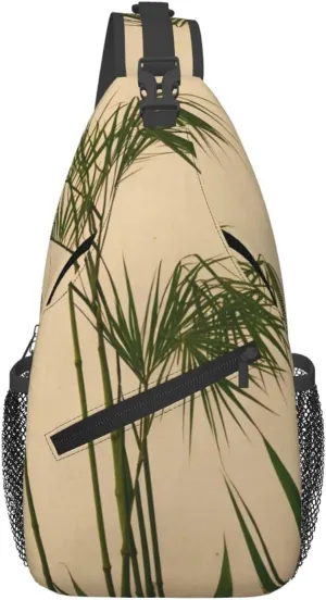 Cross Chest Bag Diagonally for Men and Women - Lightweight and Durable with High Storage Capacity Clump Of Bamboo Pattern, Black, One Size
