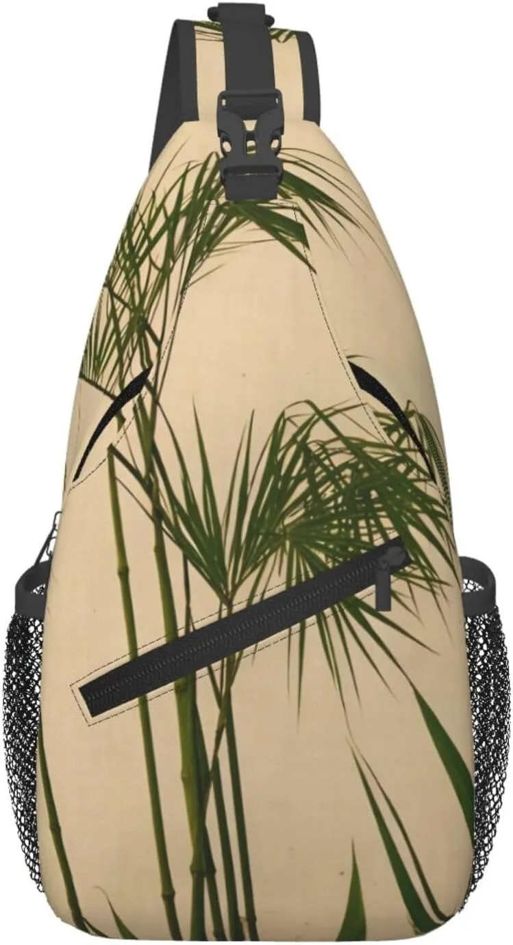 Cross Chest Bag Diagonally for Men and Women - Lightweight and Durable with High Storage Capacity Clump Of Bamboo Pattern, Black, One Size