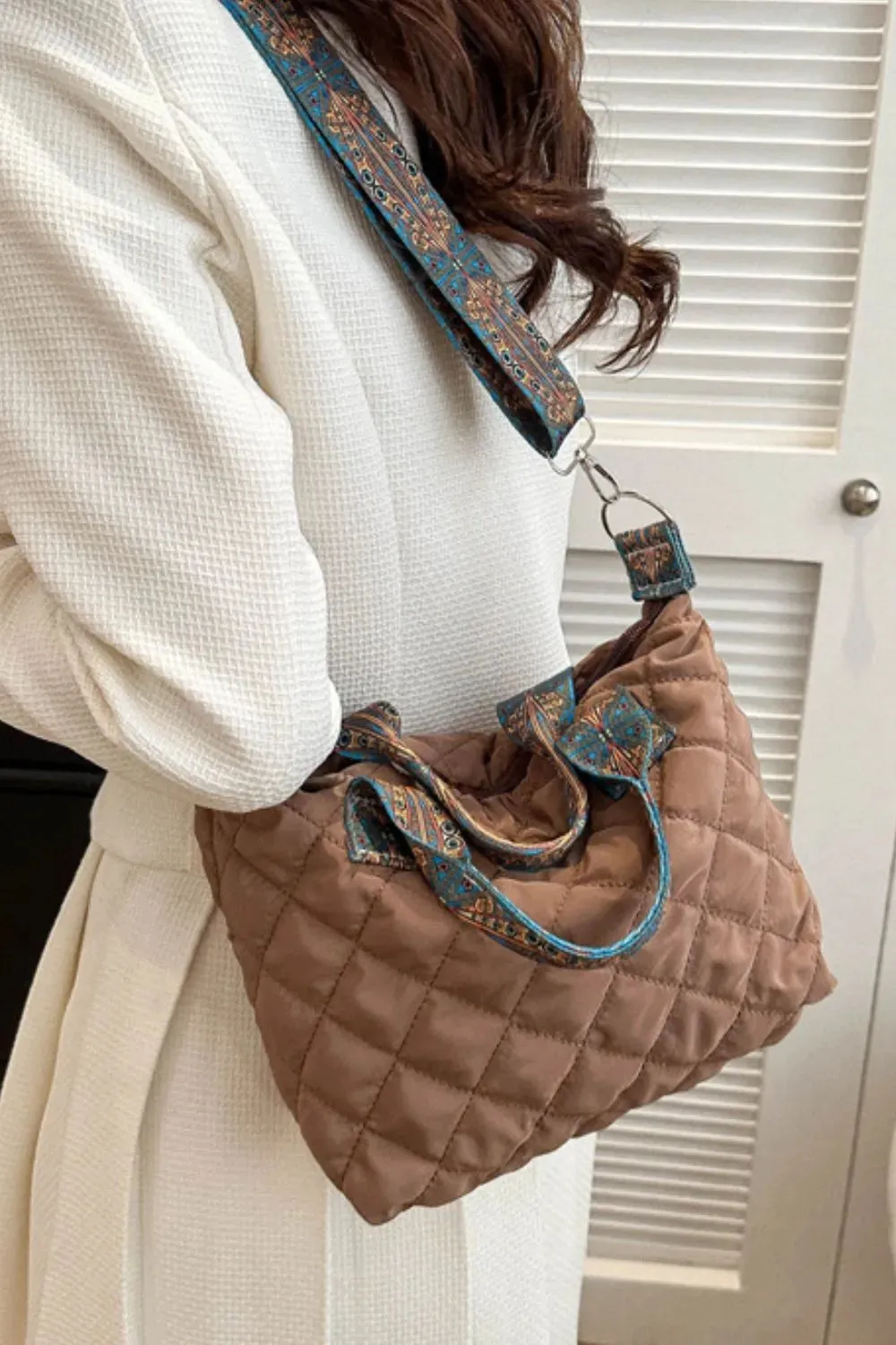 Crossbody Bag Bubble Textured Printed Strap Handbag