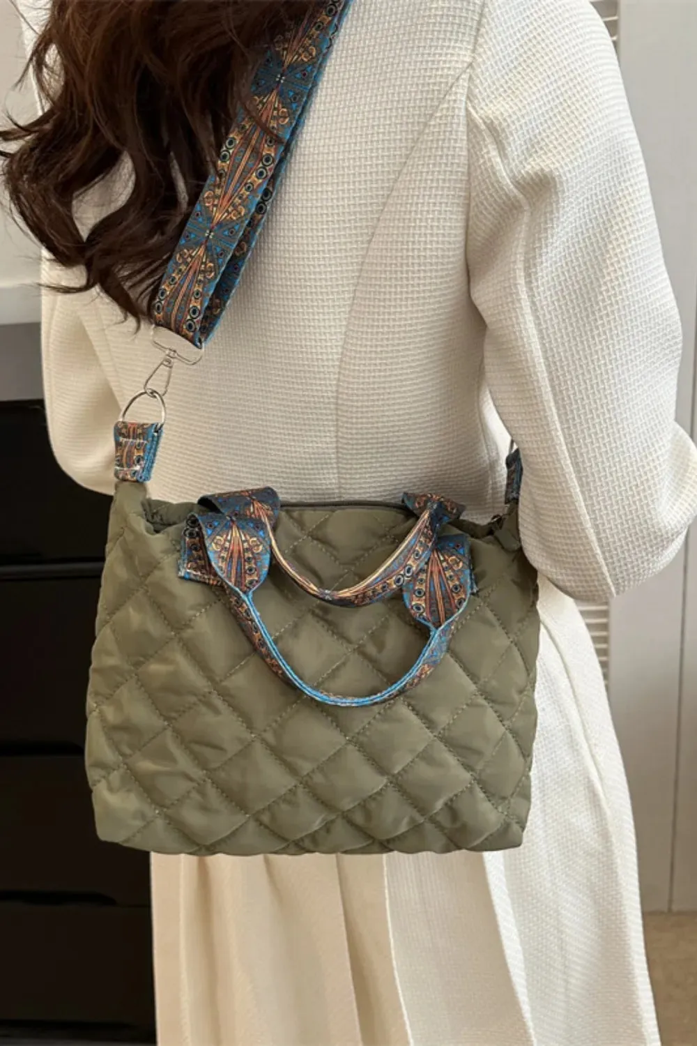 Crossbody Bag Bubble Textured Printed Strap Handbag