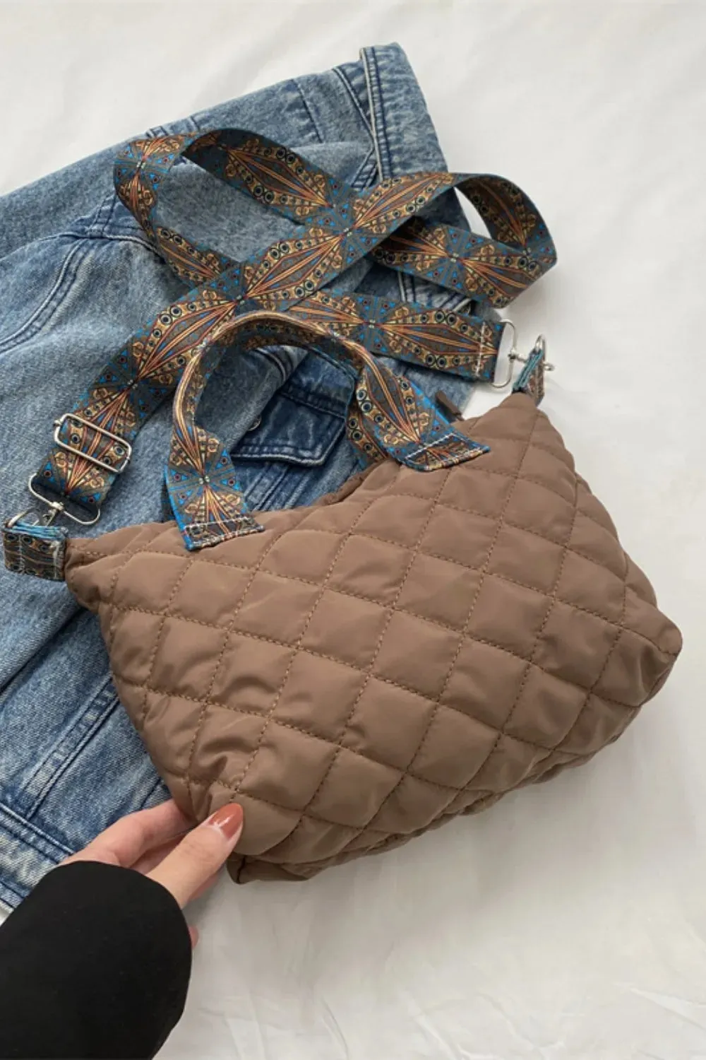 Crossbody Bag Bubble Textured Printed Strap Handbag