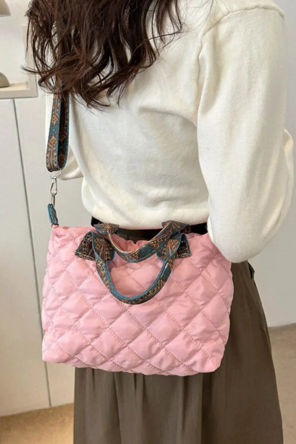 Crossbody Bag Bubble Textured Printed Strap Handbag
