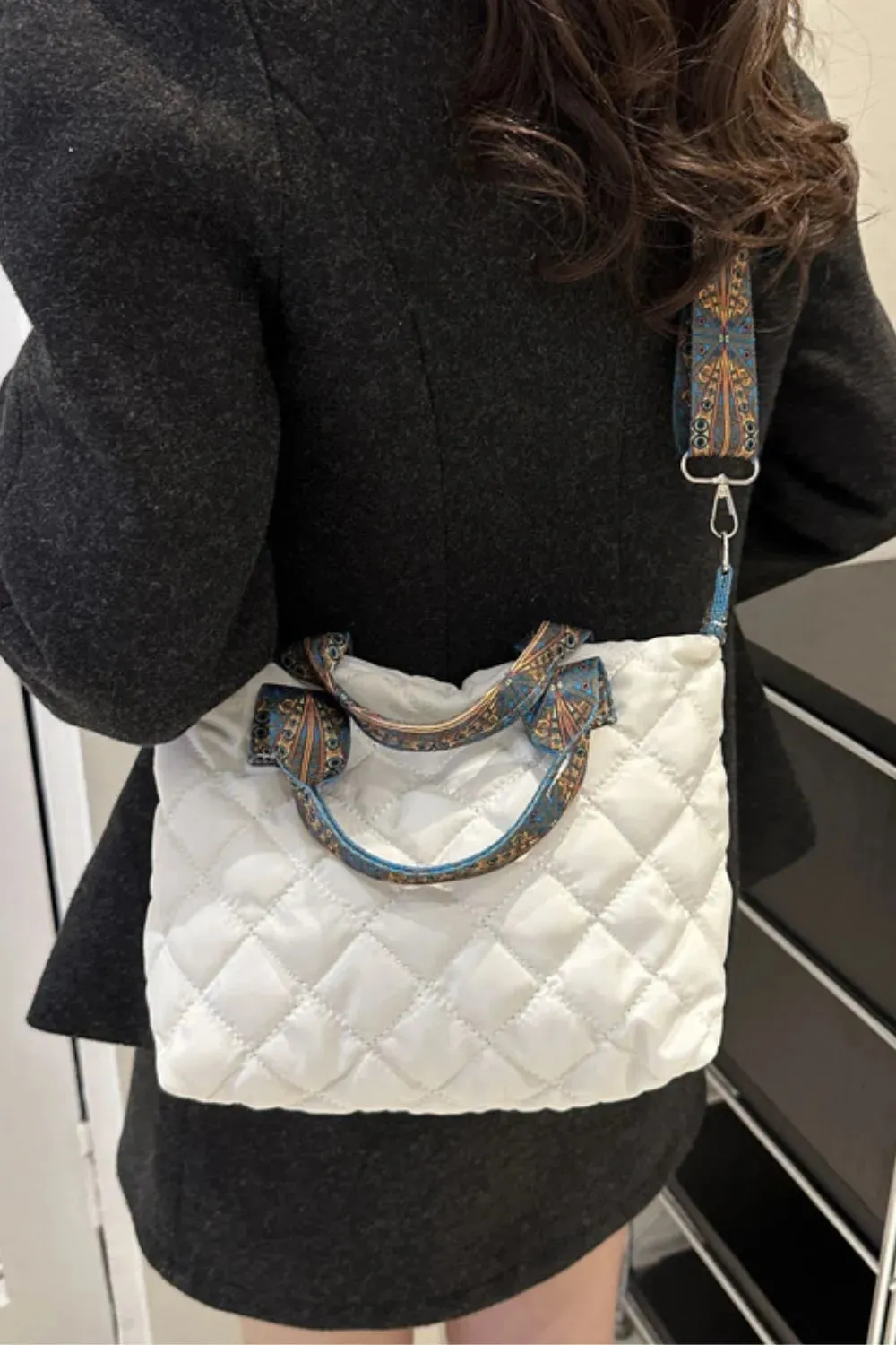 Crossbody Bag Bubble Textured Printed Strap Handbag