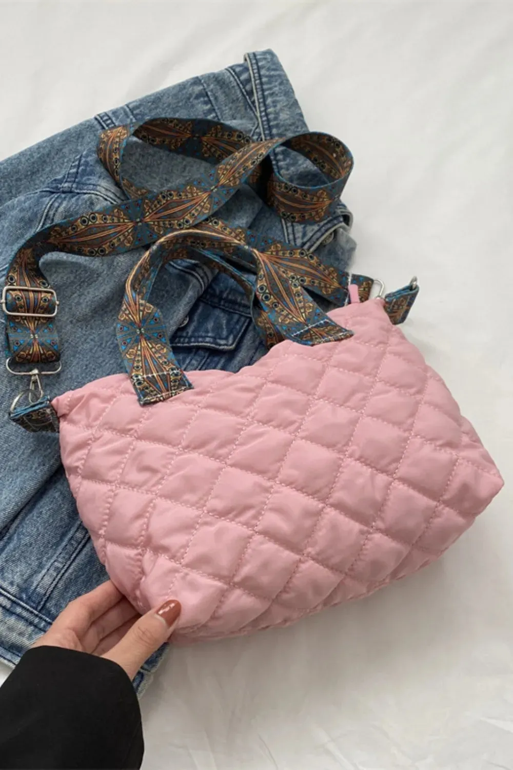 Crossbody Bag Bubble Textured Printed Strap Handbag