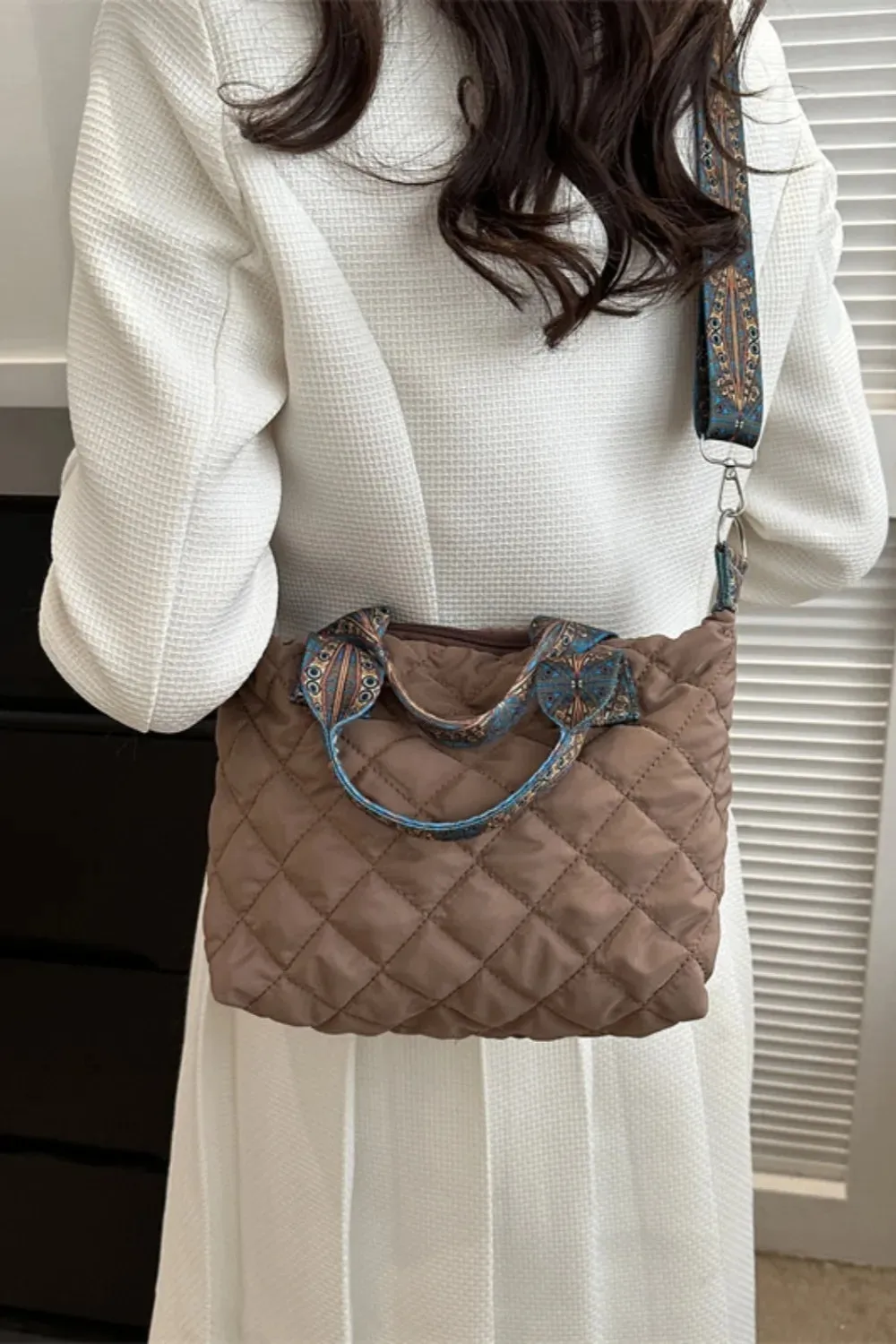 Crossbody Bag Bubble Textured Printed Strap Handbag