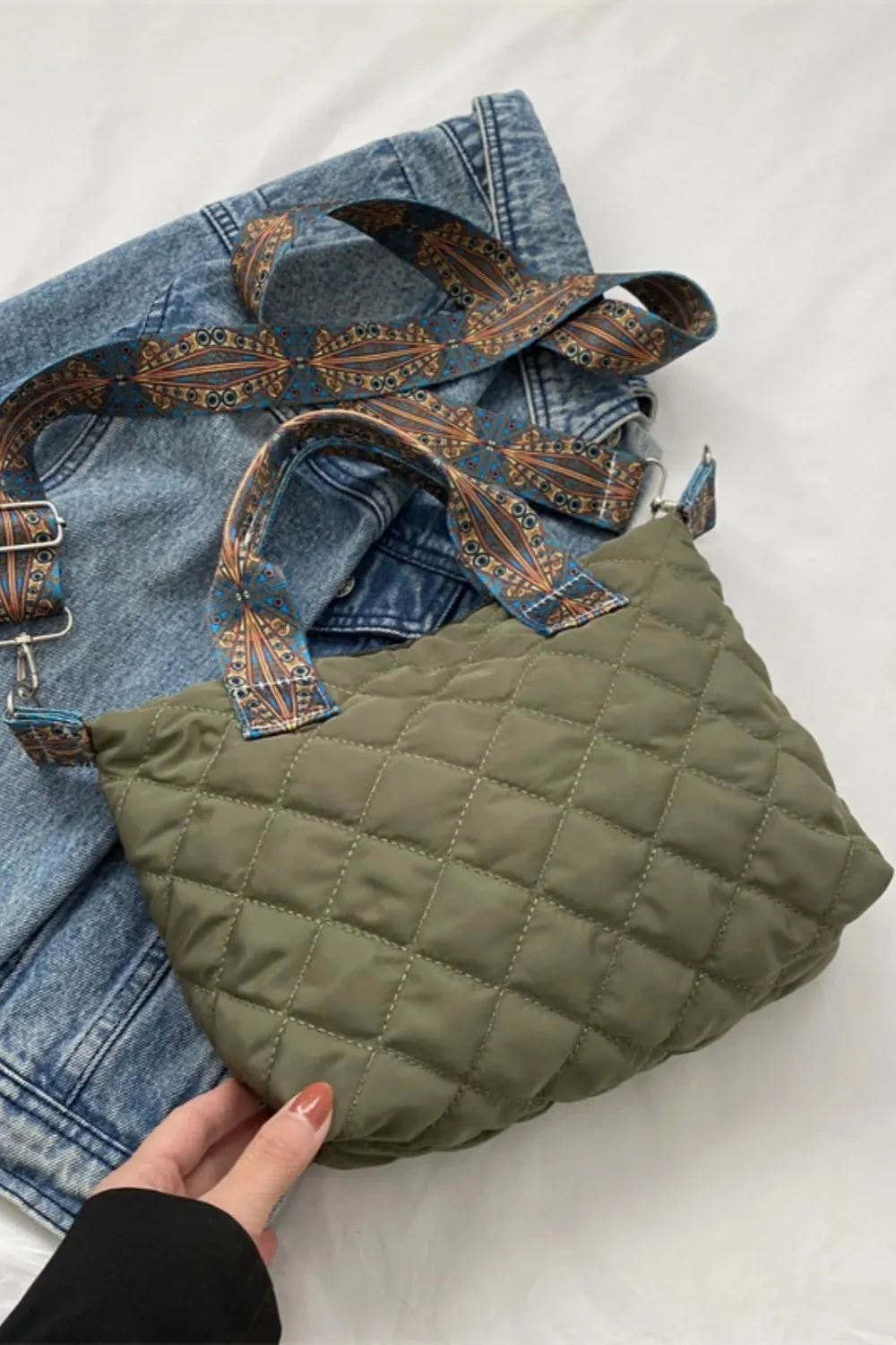 Crossbody Bag Bubble Textured Printed Strap Handbag