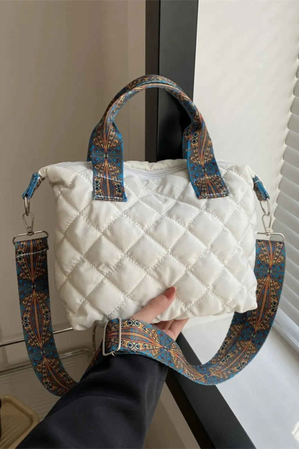 Crossbody Bag Bubble Textured Printed Strap Handbag