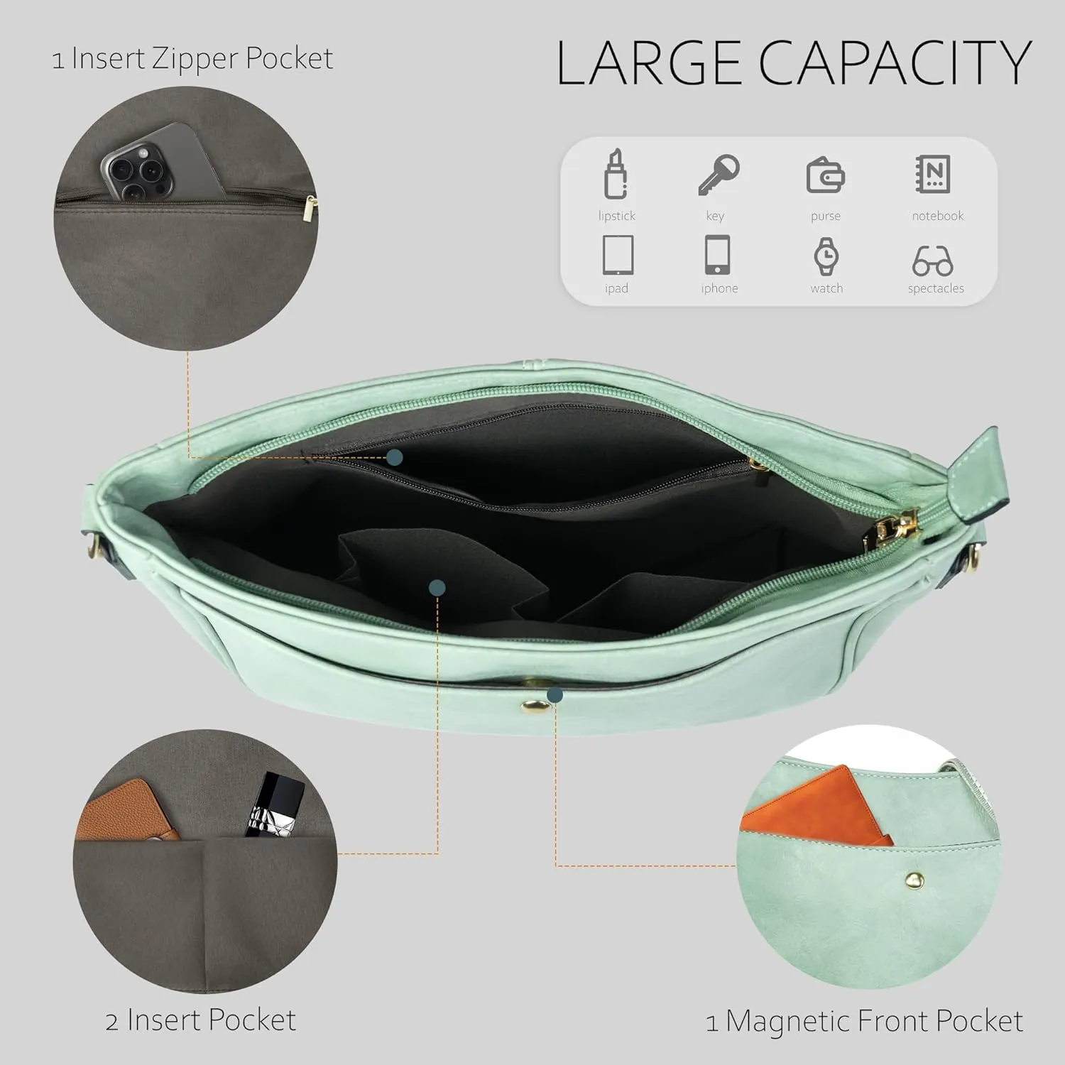Crossbody Bag for Women Bohemian Vintage Stylish Purse Vegan Leather Shoulder Bag with Adjustable Wide Strap