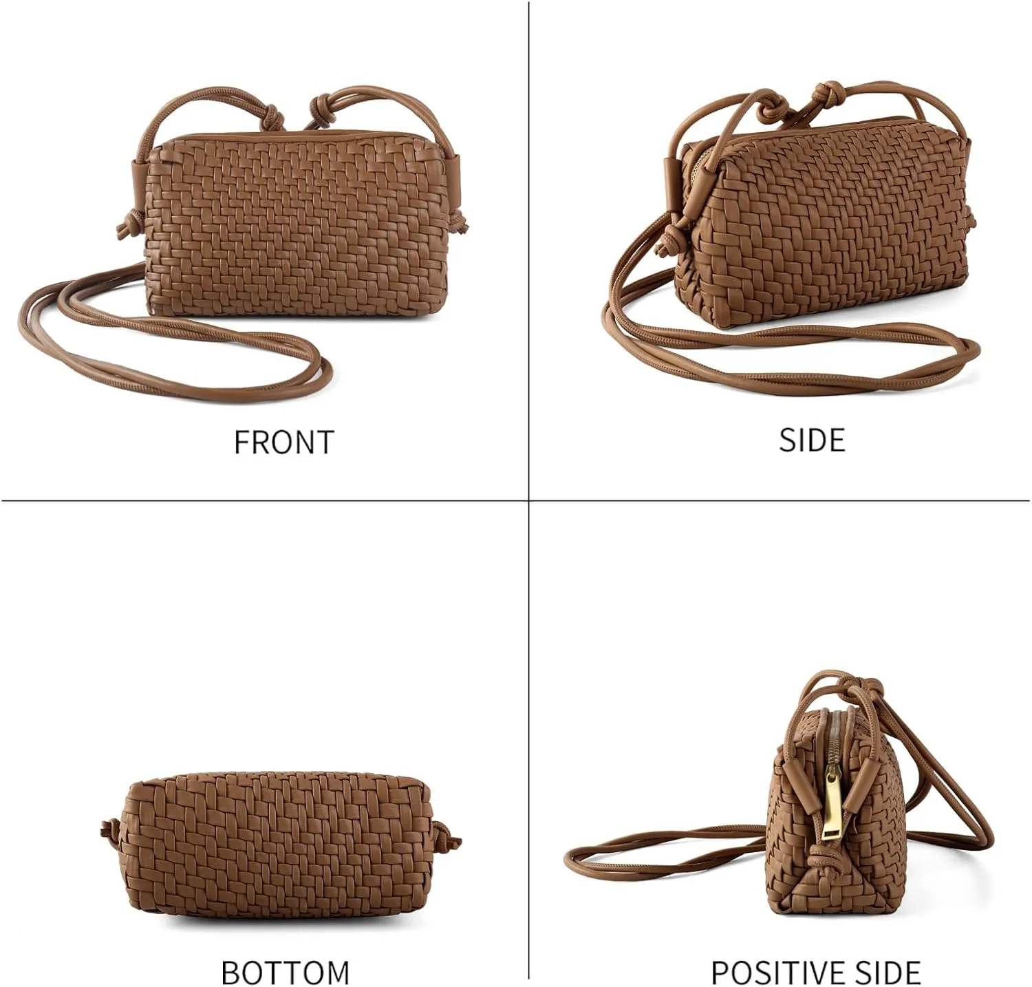 Crossbody Bag For Women Hand Woven Vegan Leather Zip Small Crossbody Bags Shoulder Bag Sling Cross Body Phone Purse
