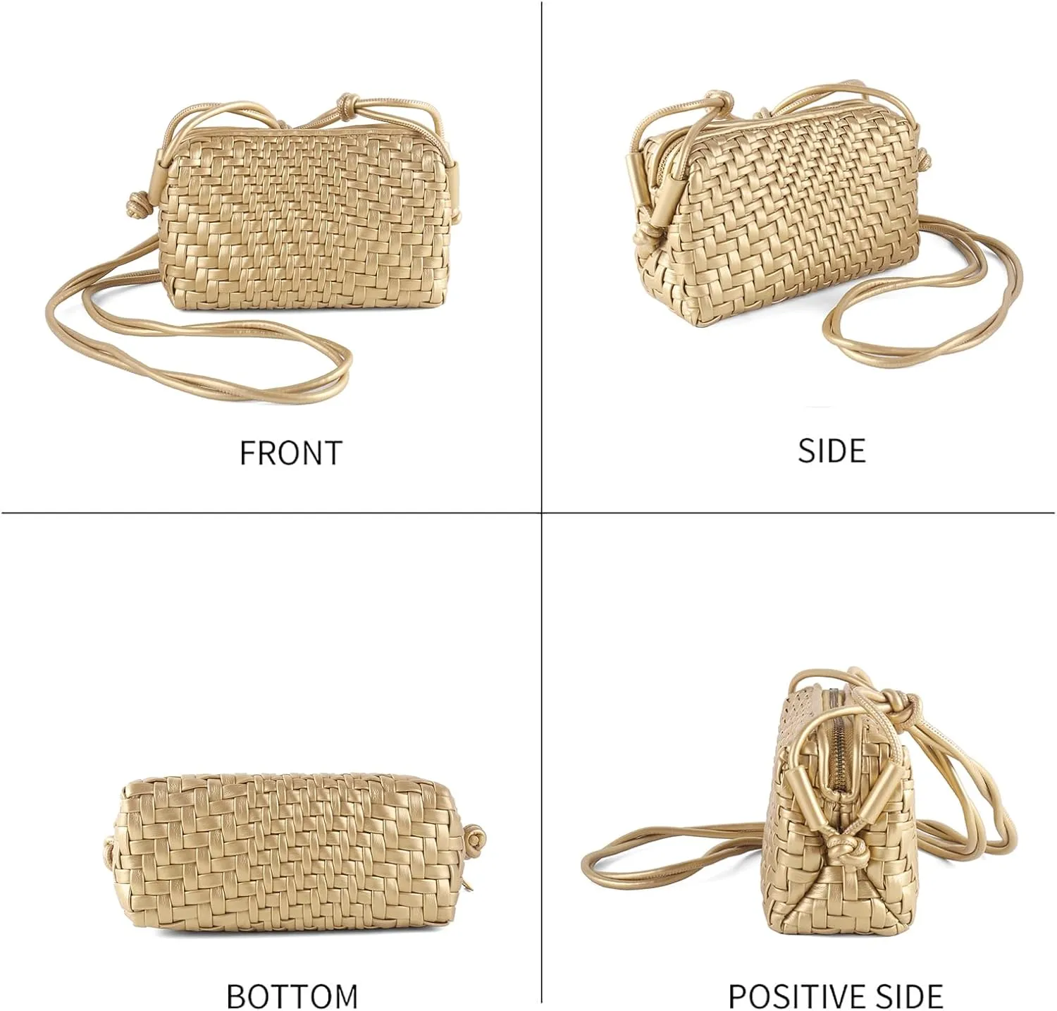 Crossbody Bag For Women Hand Woven Vegan Leather Zip Small Crossbody Bags Shoulder Bag Sling Cross Body Phone Purse