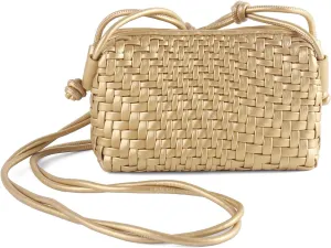 Crossbody Bag For Women Hand Woven Vegan Leather Zip Small Crossbody Bags Shoulder Bag Sling Cross Body Phone Purse