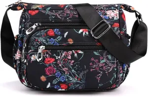 Crossbody Bag for Women Ladies Multi Pockets Shoulder Bag Handbag Lightweight Nylon Casual Messenger Bag Travel Purse