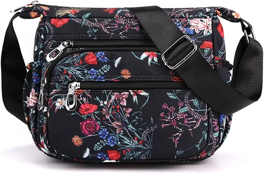 Crossbody Bag for Women Ladies Multi Pockets Shoulder Bag Handbag Lightweight Nylon Casual Messenger Bag Travel Purse