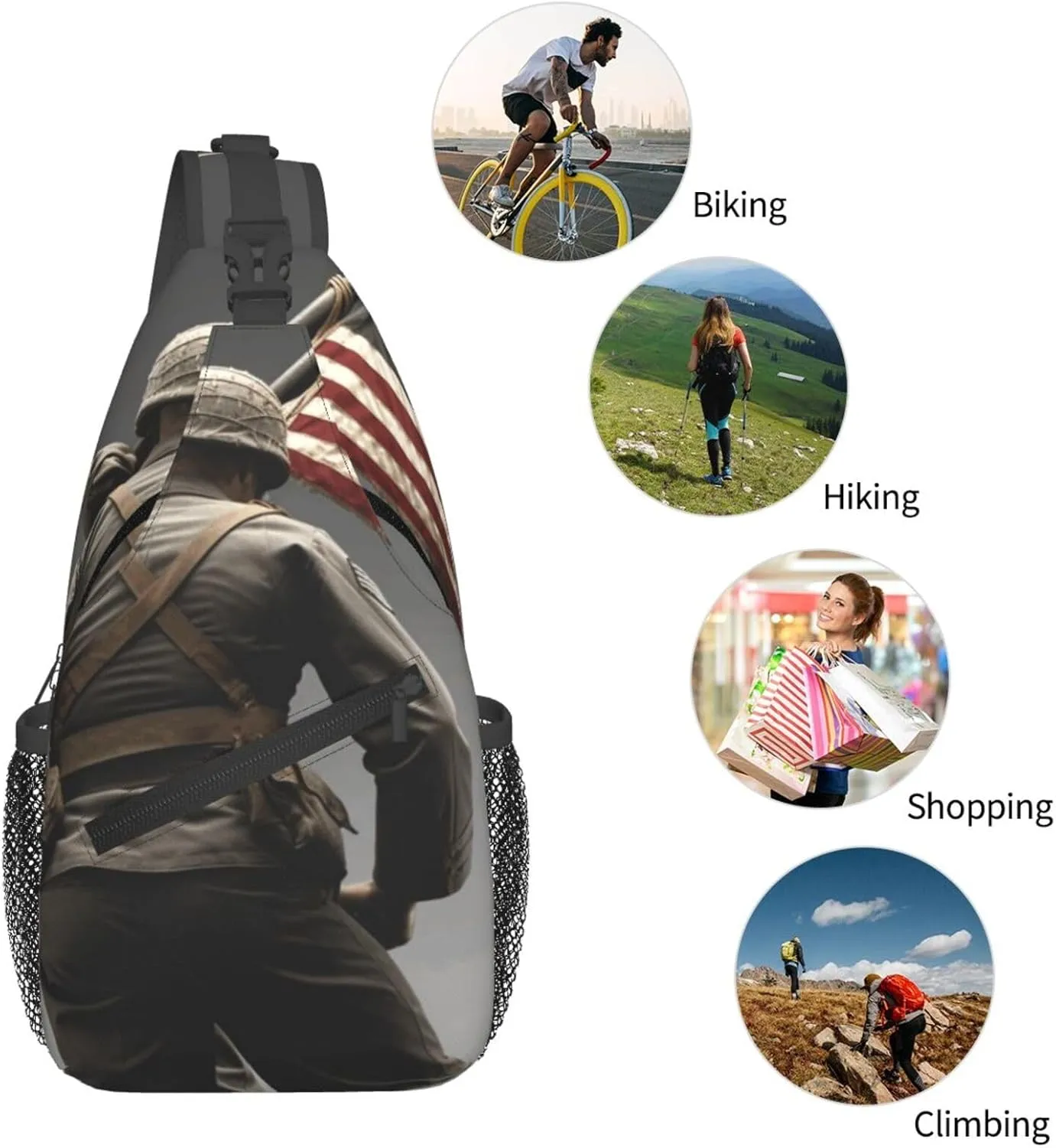 Crossbody Bag for Women Men Vintage Wall of Radio Boombox_75800211 Chest Bag Crossbody Sling Bag Adjustable Shoulder Bag