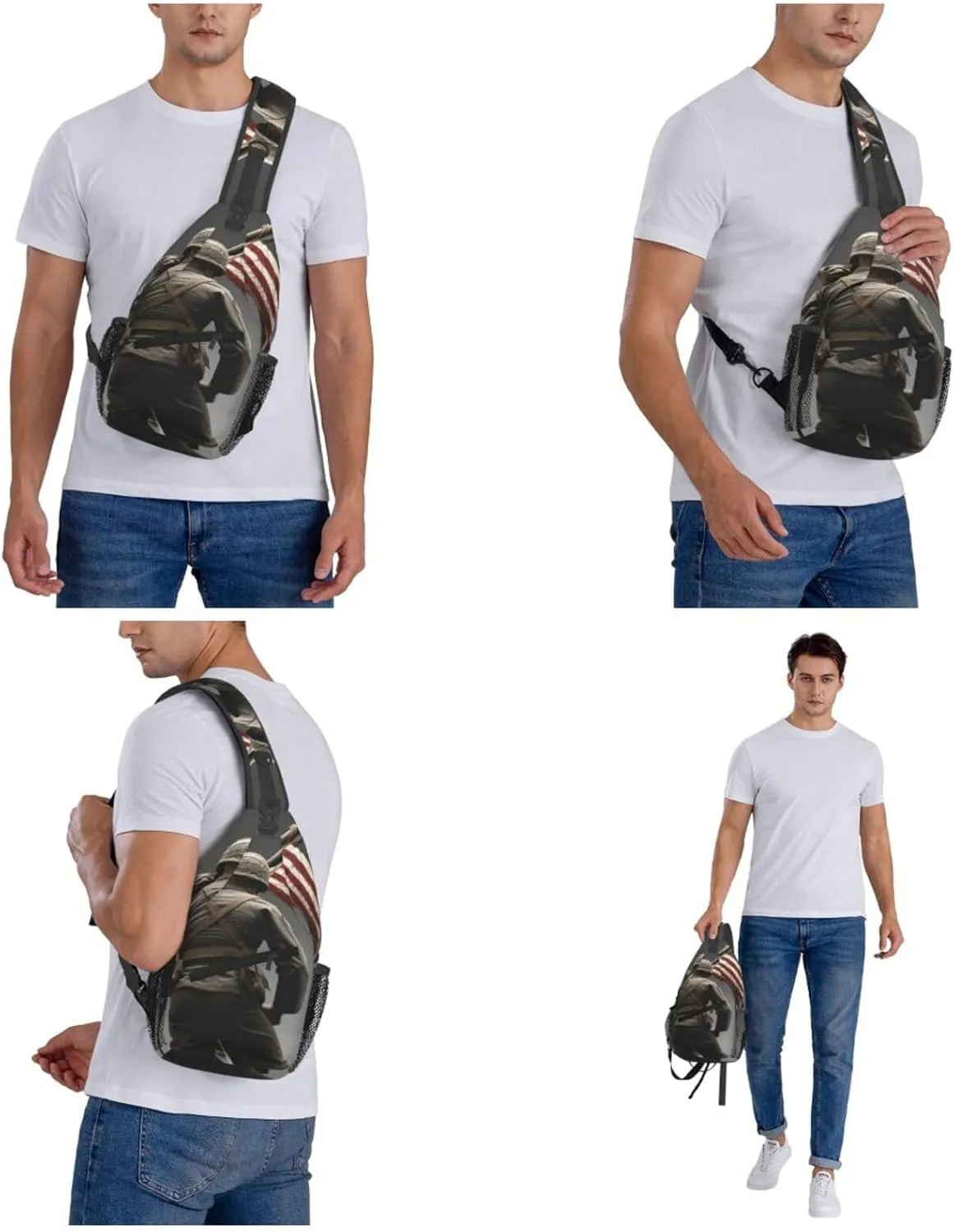 Crossbody Bag for Women Men Vintage Wall of Radio Boombox_75800211 Chest Bag Crossbody Sling Bag Adjustable Shoulder Bag