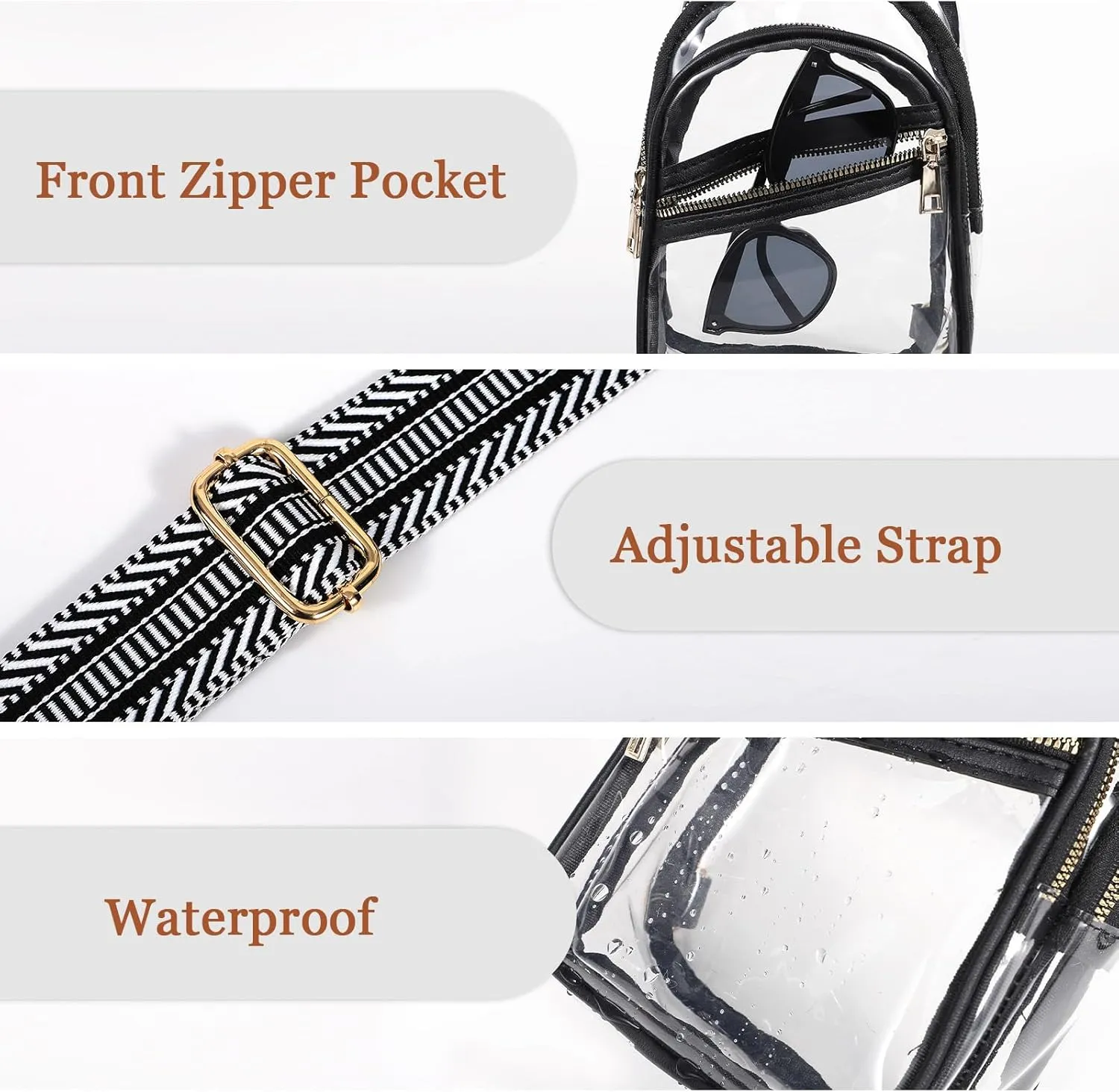 Crossbody Bag for Women, PU Leather Fanny Pack, Sling Bag, Chest Bag for Travel Shopping Sports