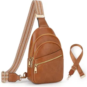 Crossbody Bag for Women, PU Leather Fanny Pack, Sling Bag, Chest Bag for Travel Shopping Sports