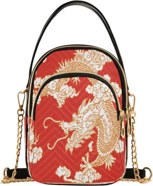 Crossbody Bags for Women Myth Dragon Quilted Chain Crossbody Purses Trendy Legendary Animal Cross Body Phone Purse Handbag
