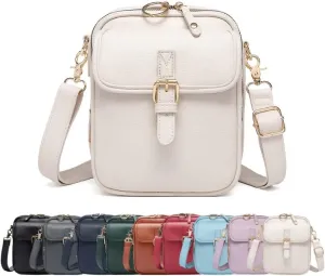 Crossbody Leather Bag,Double Layer Large Capacity Messenger Bag, Retro Faux Leather Built in Purse Anti Theft Bag