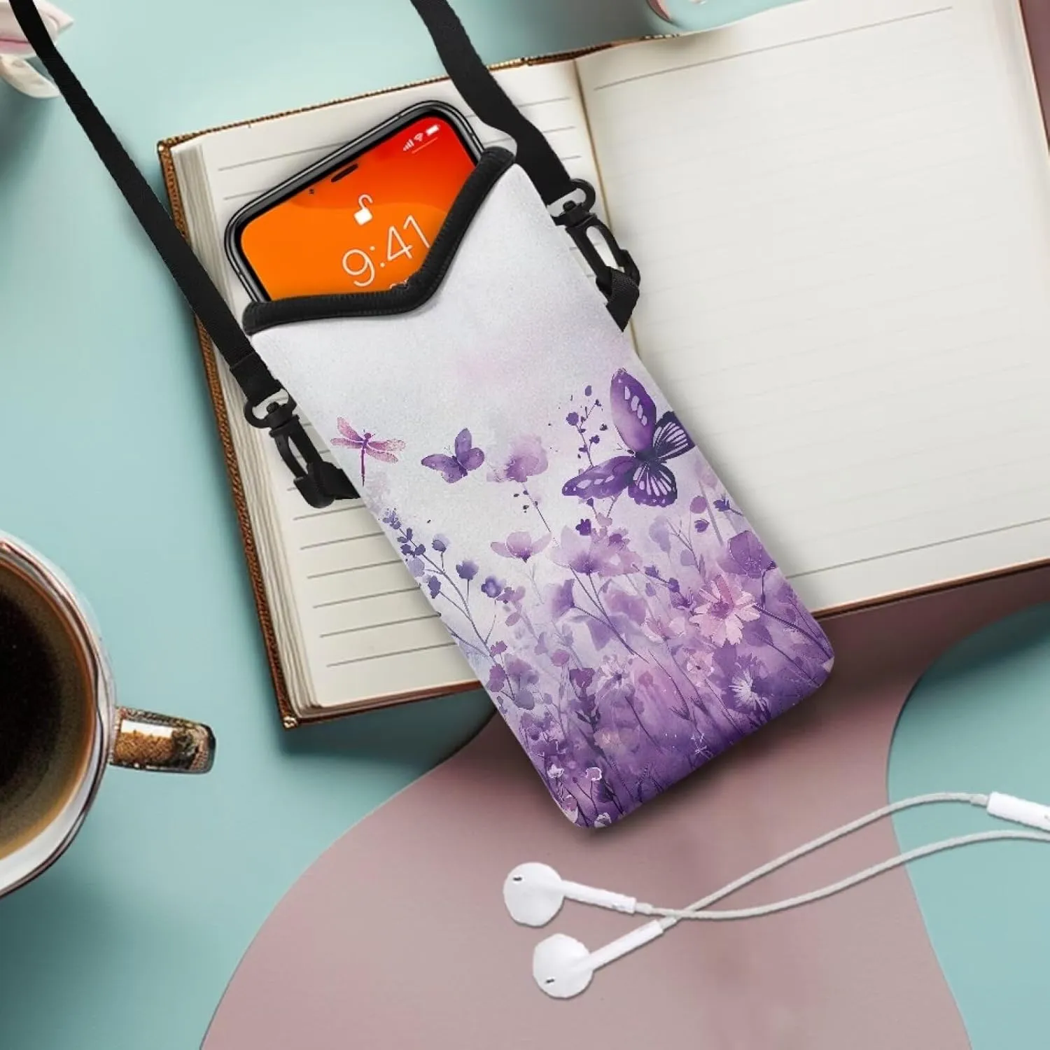 Crossbody Phone Bag Waterproof Mini Cellphone Purse Bag with Adjustable Strap Fits Most Smartphones, 8'' x 4''