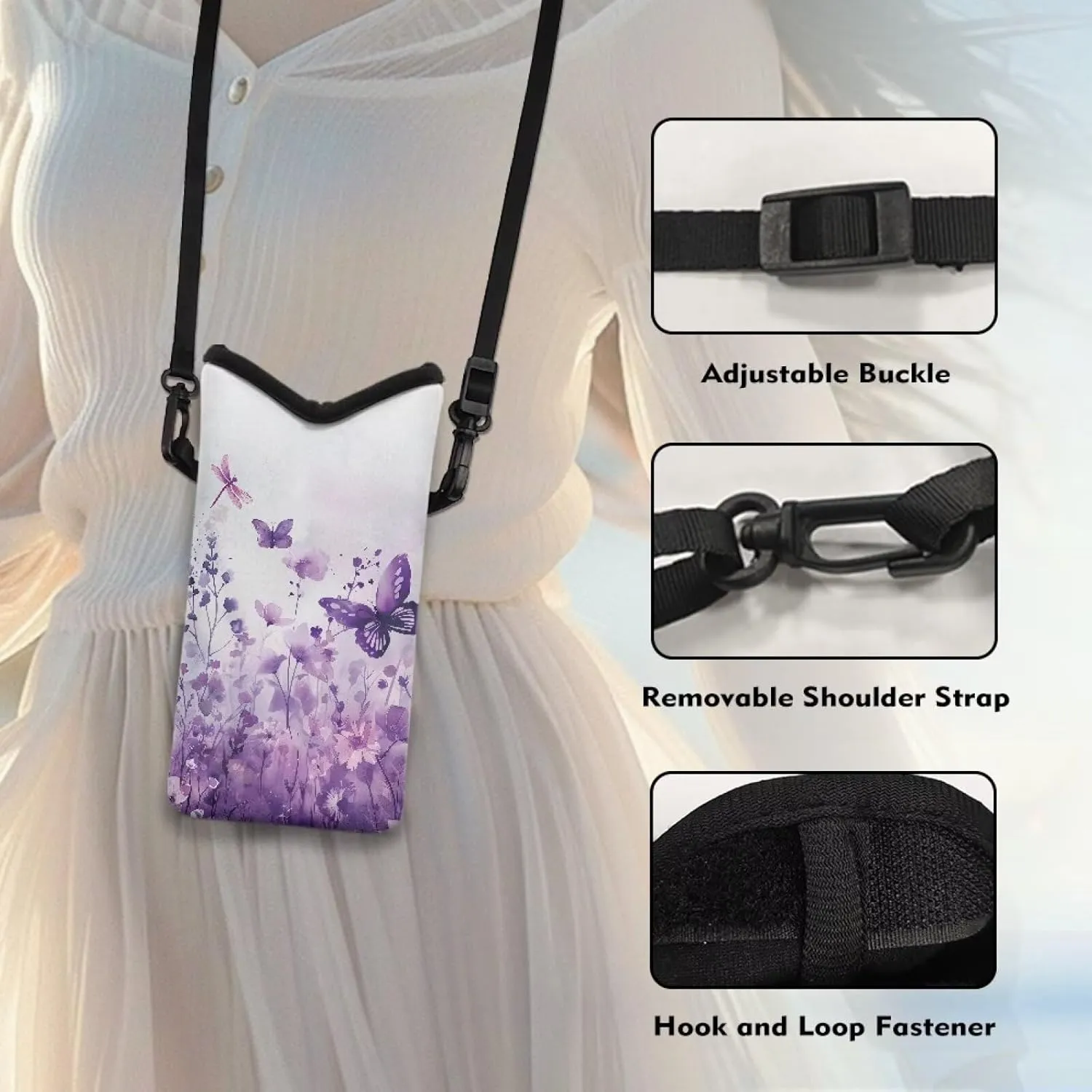 Crossbody Phone Bag Waterproof Mini Cellphone Purse Bag with Adjustable Strap Fits Most Smartphones, 8'' x 4''