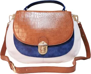 Crossbody Purse, Blue and White Vegan Leather, Small Yet Spacious, Calvilla Handbag