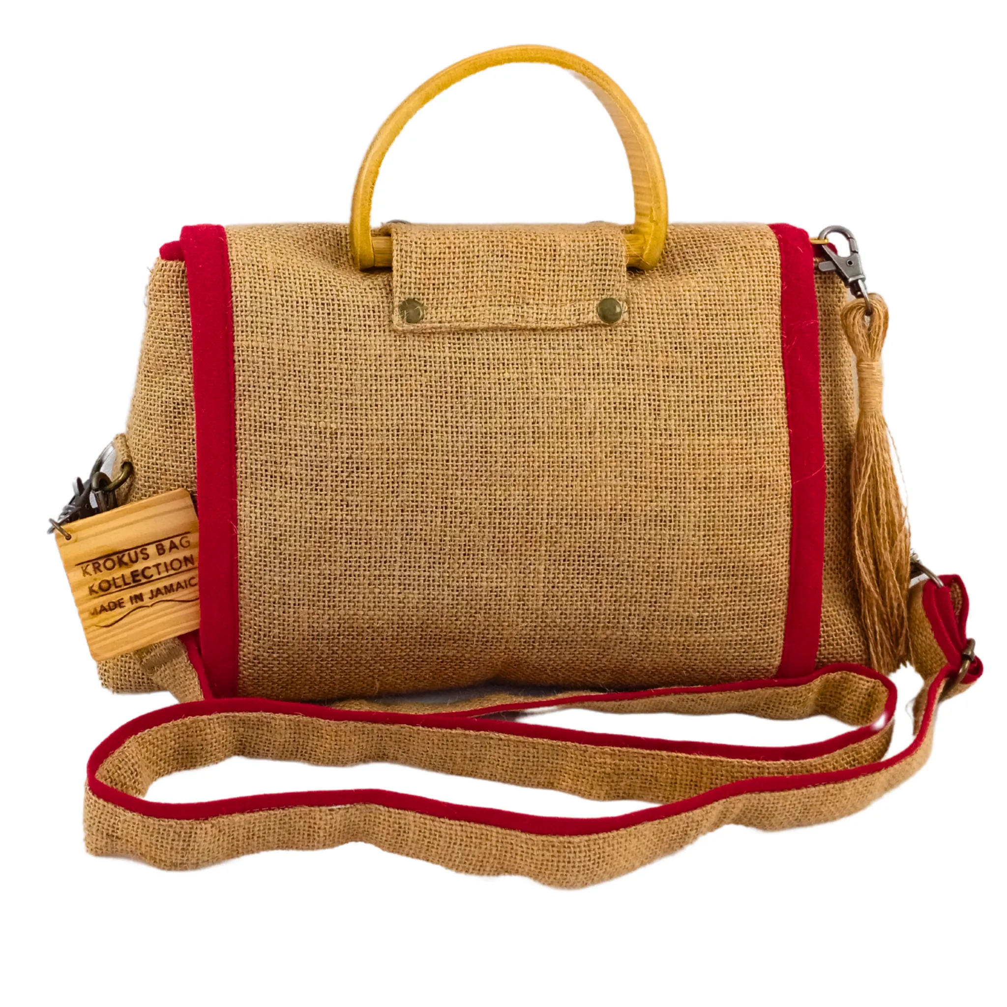 Crossbody Self-Care Bag, Bright Red Linen Trim