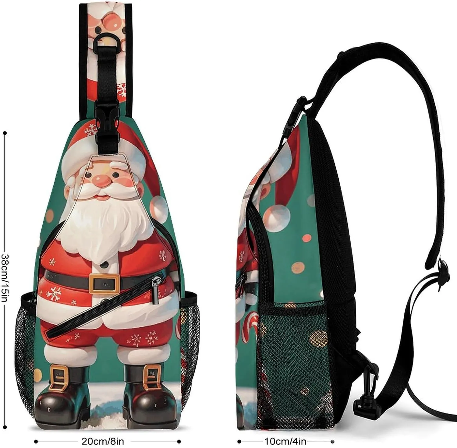 Crossbody Sling Bag Father Christmas Backpack Sling Bag Travel Hiking Chest Bag Shoulder Bag Daypack