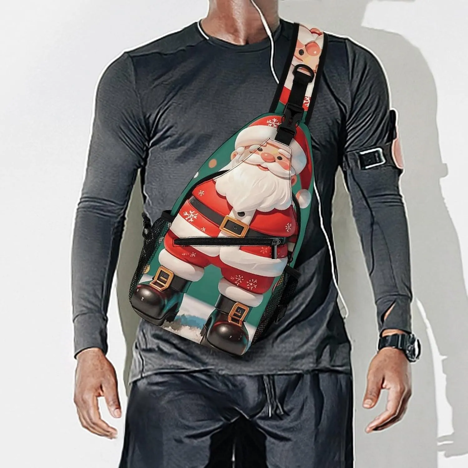 Crossbody Sling Bag Father Christmas Backpack Sling Bag Travel Hiking Chest Bag Shoulder Bag Daypack