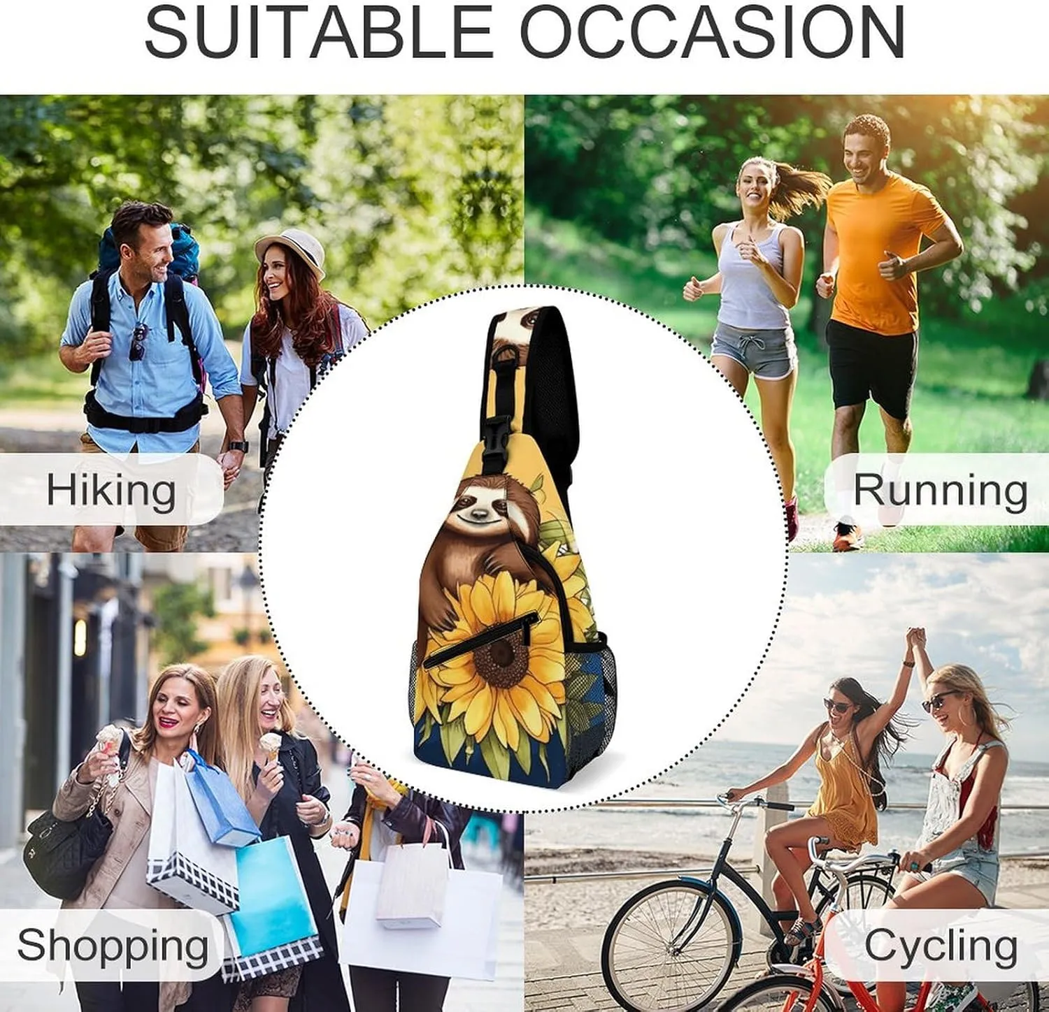 Crossbody Sling Bag Guitar Backpack Sling Bag Travel Hiking Chest Bag Shoulder Bag Daypack