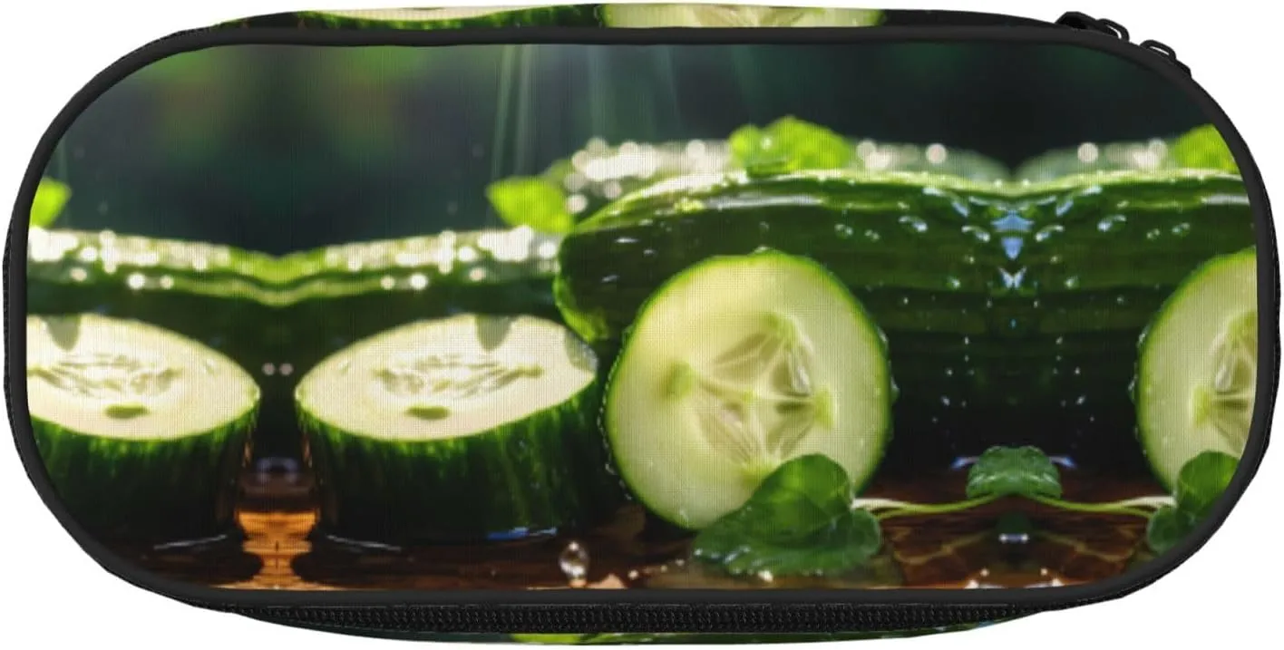 cucumbers Large capacity pencil bag, multi-layer partition stationery storage bag - unisex learning office supplies