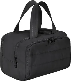 Curetoaway Travel Cosmetic Bag, Cureaway Large Capacity Wide-Open Travel Cosmetic Bag, Curetoaway-Z Lightweight Waterproof Puffer Toiletry, 4-In-1 Toiletry for Women (Black)