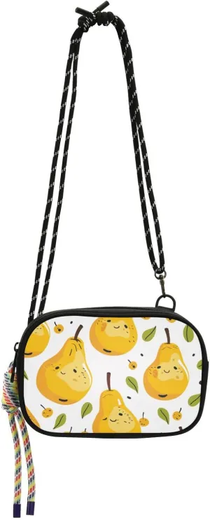 Cute Cartoon Pear West Crossbody Purse Womens Comfort with Credit Card Slots Small Black Purses Date bolsa para mujer