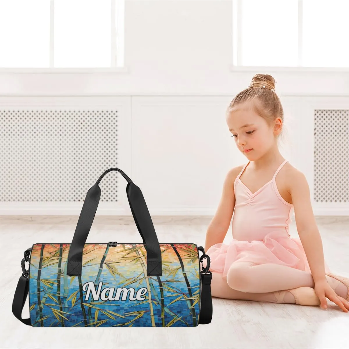 Cute Dance Bag Sport Duffel Gymnastics Sport Bags Custom Ballet Bag Overnight Weekender Bag Waterproof Pattern, Nature Sunlights Beam Bamboo