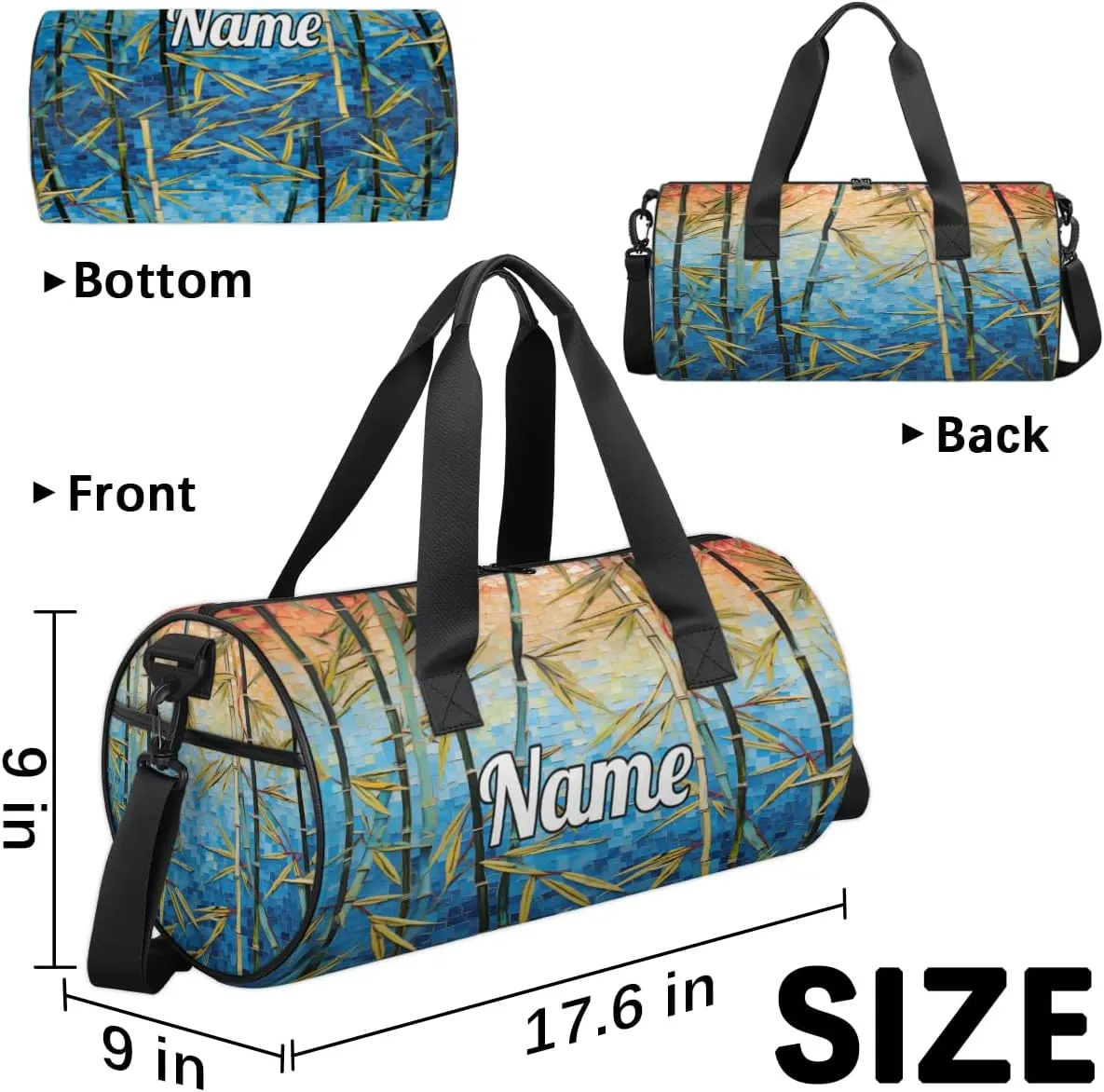 Cute Dance Bag Sport Duffel Gymnastics Sport Bags Custom Ballet Bag Overnight Weekender Bag Waterproof Pattern, Nature Sunlights Beam Bamboo
