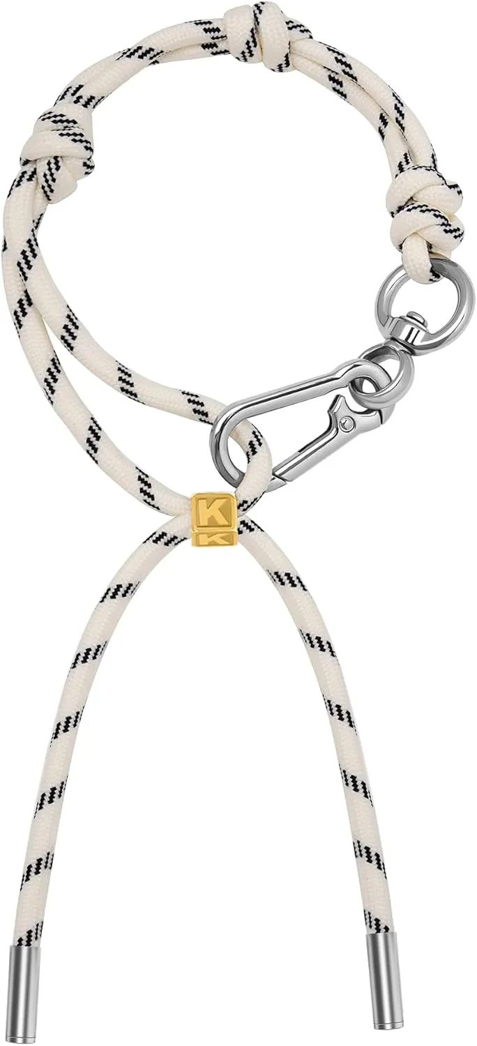 Cute Initials Charm Rope Keychain for Women Men Carabiner Knot Lanyard Keyring, Charms for Purse Backpacks Handbag