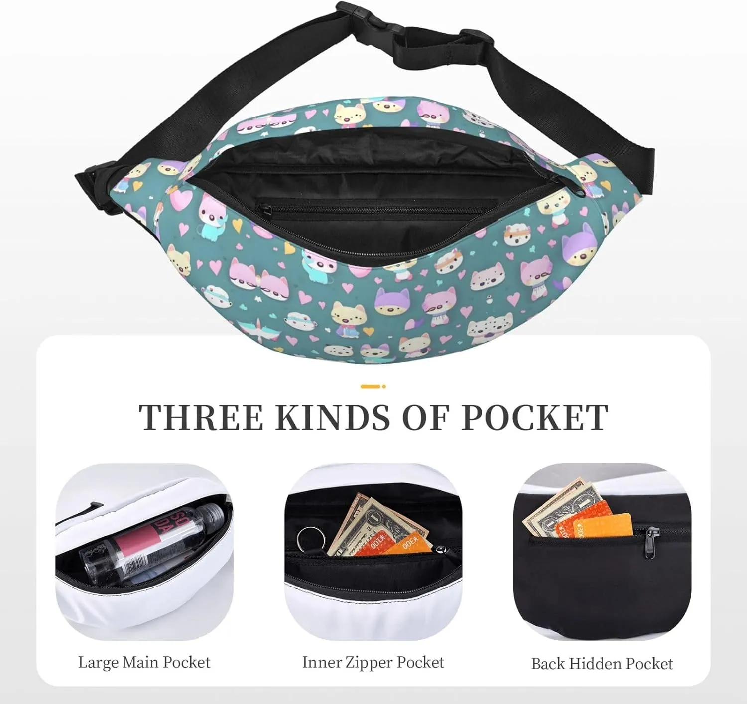 Cute little fox Fashion Crossbody Appearance High capacity outdoor with Adjustable Comfortable Work Leisure Versatile, RXZER23